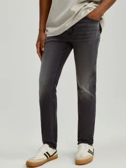 Czarne jeansy slim fit z efektem sprania