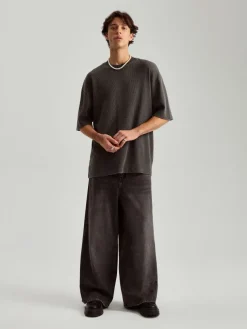 Czarne jeansy super baggy fit z efektem sprania