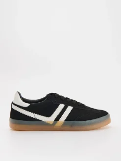 Czarne sneakersy z imitacji zamszu w stylu retro