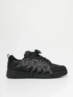 Czarne sneakersy z imitacji skóry