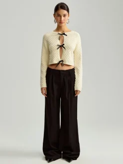 Czarne spodnie wide leg tailoring