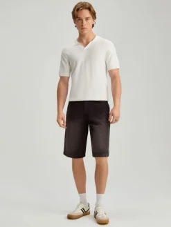 Czarne szorty jeansowe baggy fit z efektem sprania