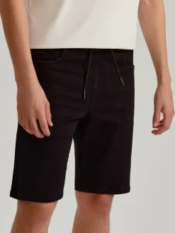 Czarne szorty jeansowe slim fit z elastycznym pasem