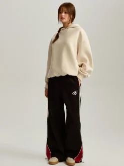 Dresowe spodnie wide leg z wysokim stanem czarne