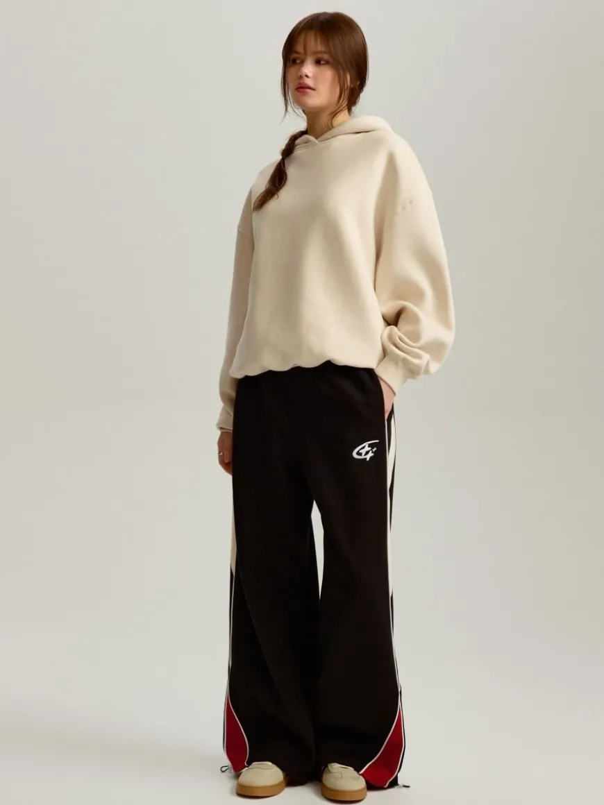 Dresowe spodnie wide leg z wysokim stanem czarne