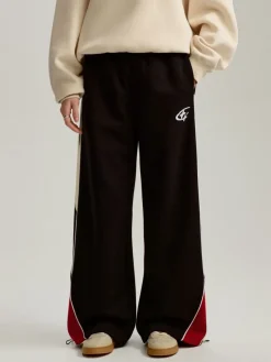 Dresowe spodnie wide leg z wysokim stanem czarne