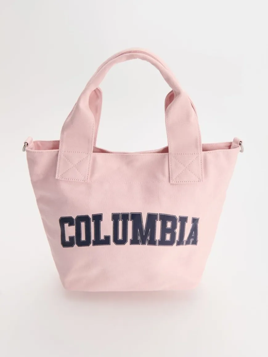 Duża torba z napisem w stylu varsity różowa