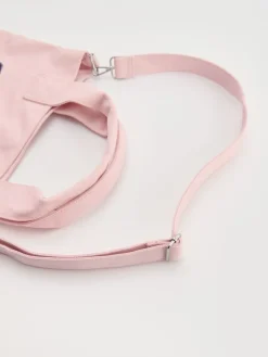 Duża torba z napisem w stylu varsity różowa