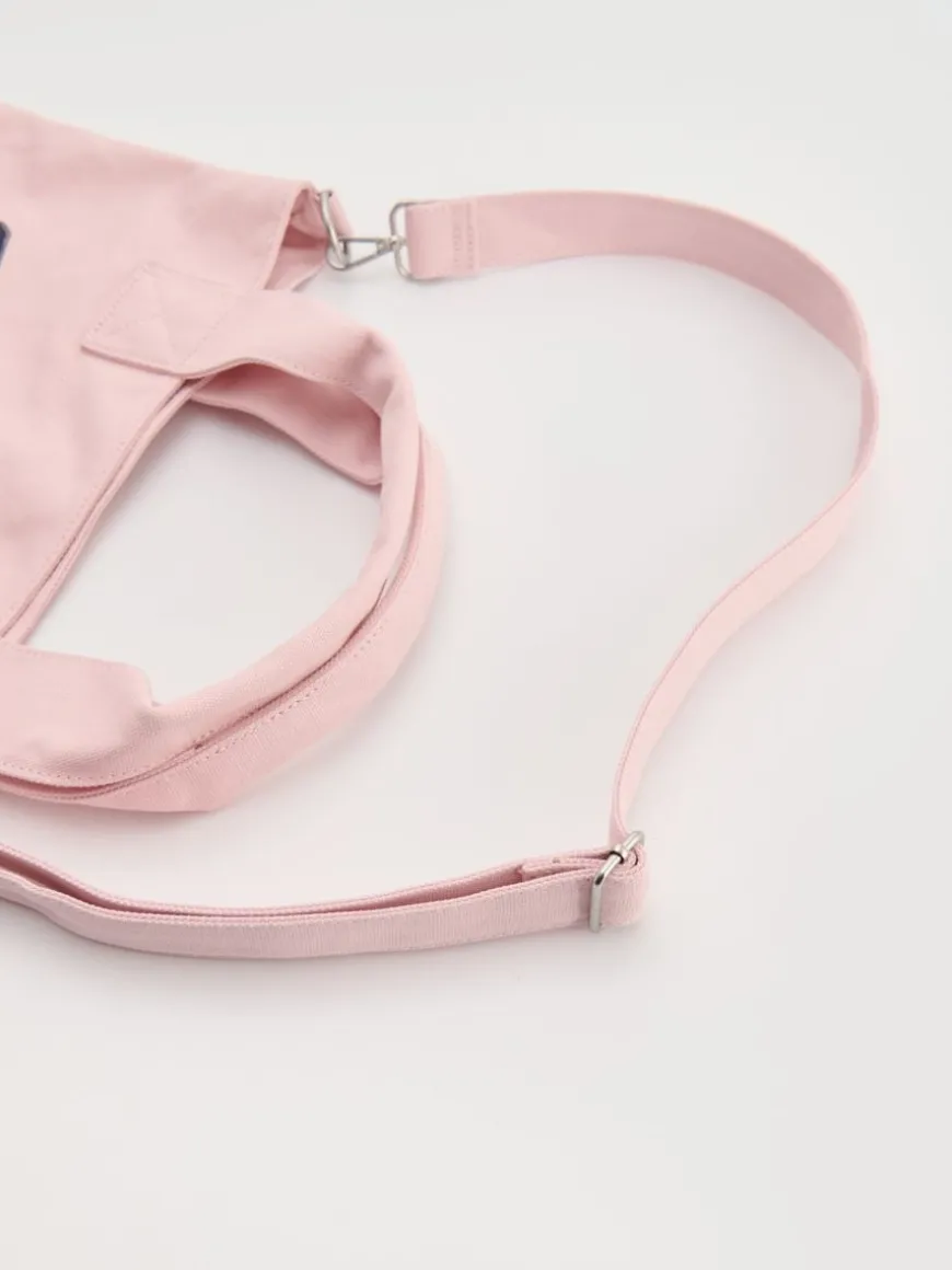 Duża torba z napisem w stylu varsity różowa