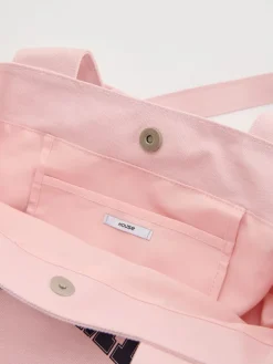 Duża torba z napisem w stylu varsity różowa