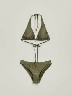 Dwuczęściowy strój kąpielowy z zawieszką khaki