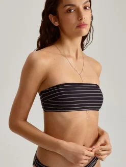 Góra od kostiumu kąpielowego typu bandeau w paski