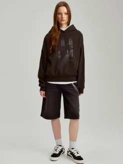 Grafitowa bluza loose fit z nadrukiem