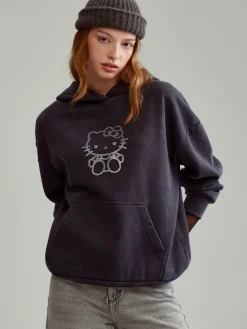 Grafitowa bluza z kapturem i nadrukiem Hello Kitty