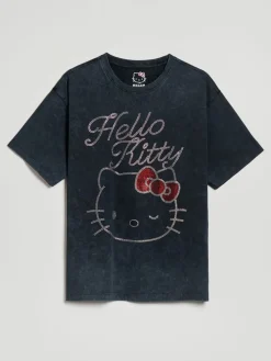 Grafitowa koszulka z motywem Hello Kitty z dżetów