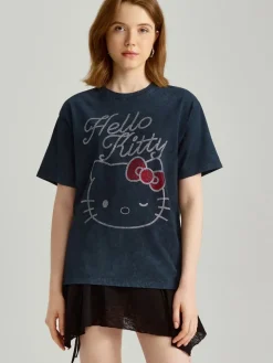 Grafitowa koszulka z motywem Hello Kitty z dżetów