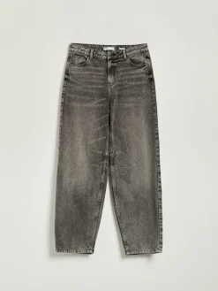 Grafitowe jeansy baggy fit mid waist