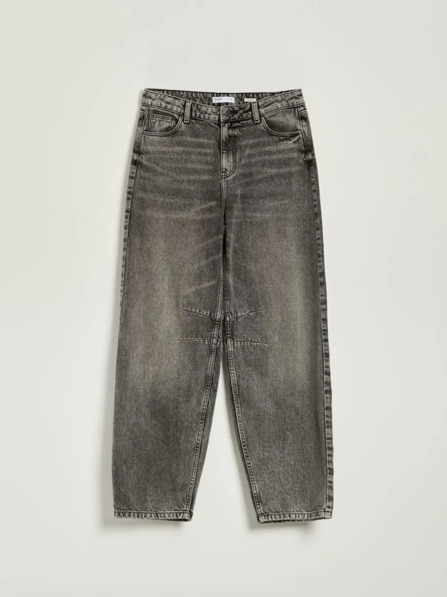 Grafitowe jeansy baggy fit mid waist
