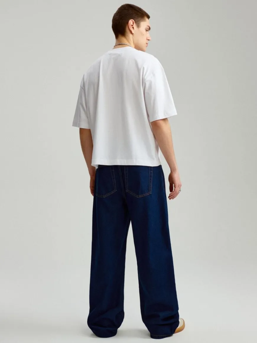Granatowe jeansy baggy fit