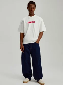 Granatowe jeansy baggy fit carpenter z haftem Starter