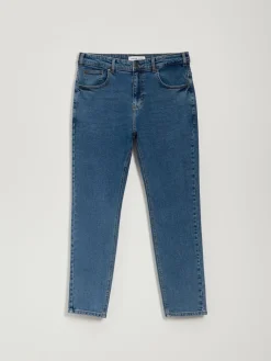 Granatowe jeansy carrot fit