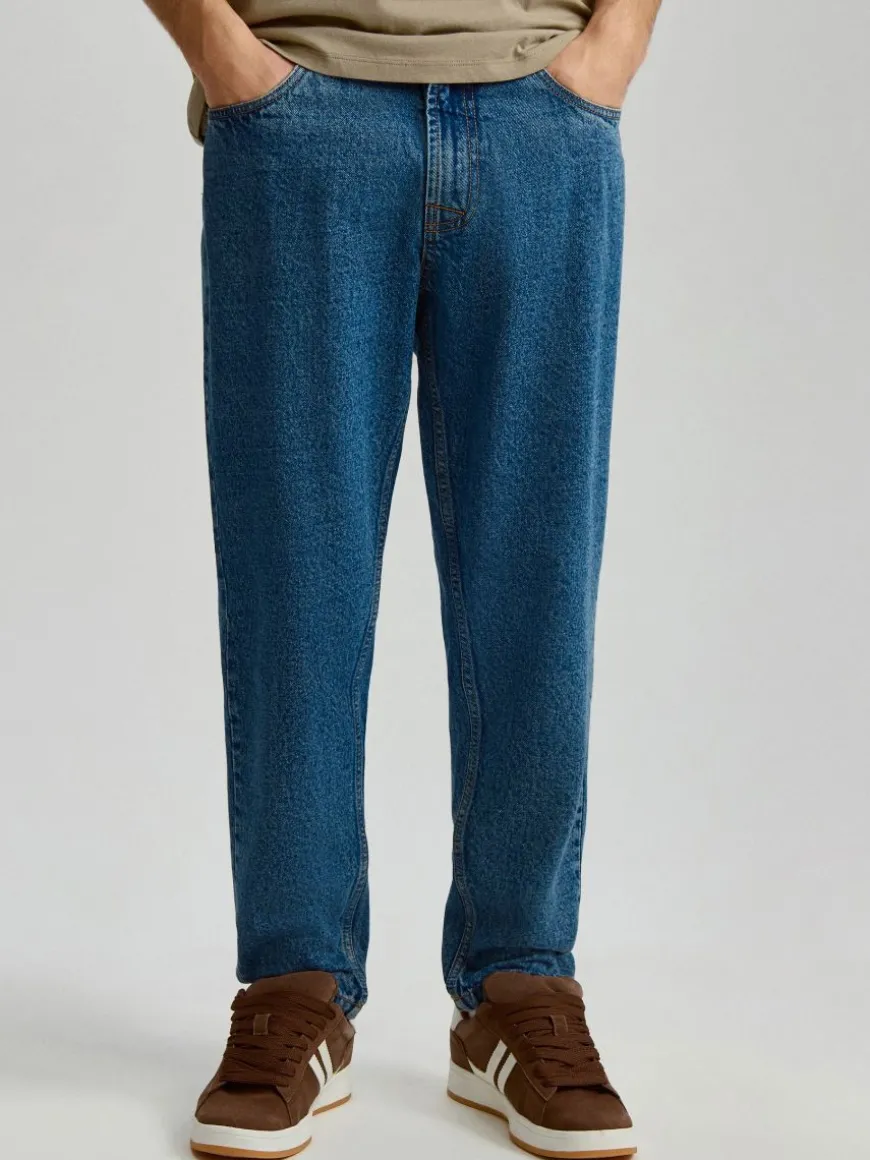 Granatowe jeansy loose fit 90s