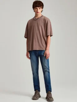 Granatowe jeansy slim fit