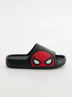 Gumowe czarne klapki z motywem Spider-Man