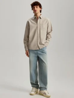 Jasnoniebieskie jeansy baggy fit z efektem sprania