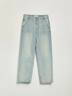 Jasnoniebieskie jeansy baggy fit z efektem sprania