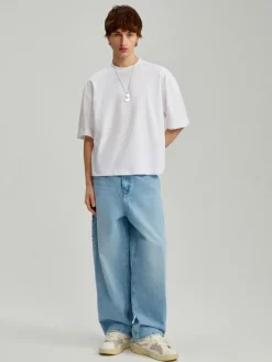 Jasnoniebieskie jeansy super baggy fit z efektem sprania