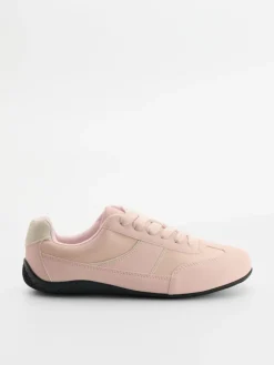 Jasnorózowe sneakersy z imitacji zamszu