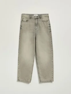 Jasnoszare jeansy baggy fit acid wash