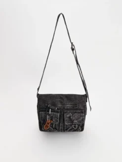 Jeansowa torebka czarna acid wash