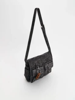 Jeansowa torebka czarna acid wash