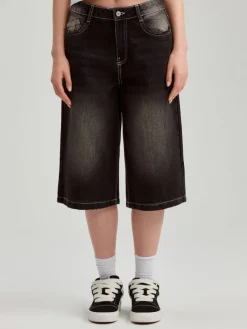 Jeansowe bermudy baggy fit czarne