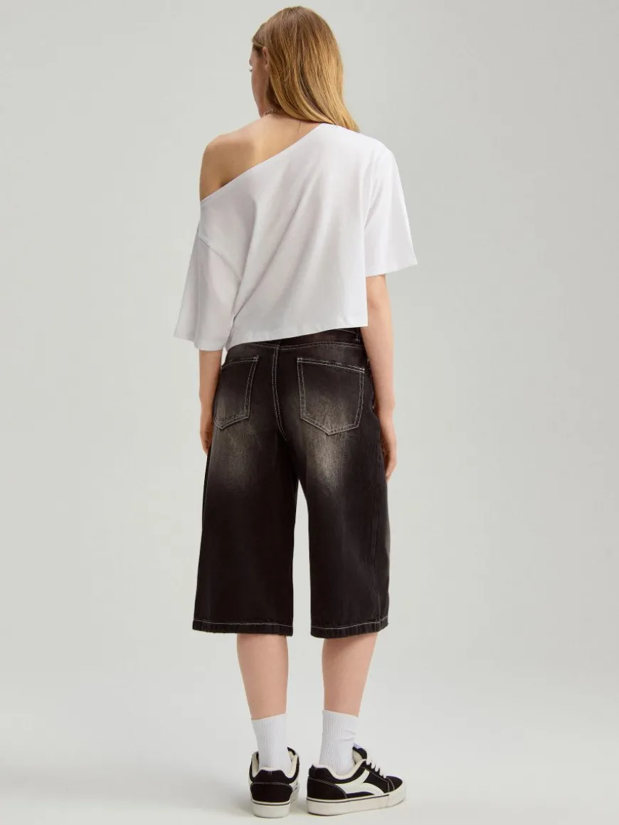 Jeansowe bermudy baggy fit czarne