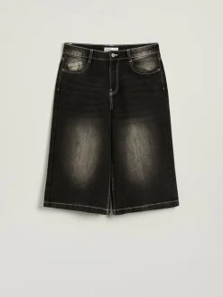 Jeansowe bermudy baggy fit czarne