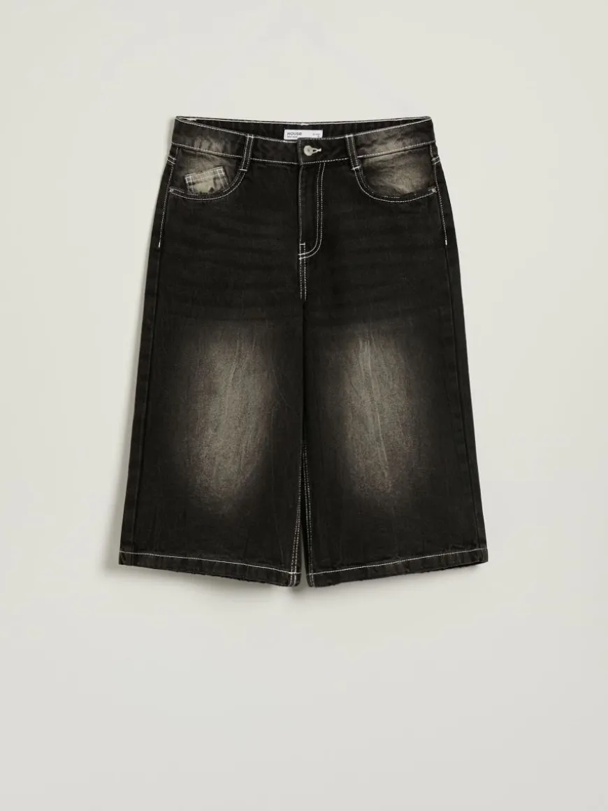 Jeansowe bermudy baggy fit czarne