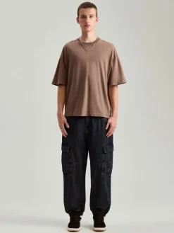 Jeansowe joggery wide leg z kieszeniami cargo
