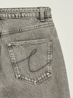 Jeansy baggy fit jasnoszare z wiązanym paskiem