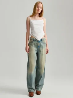 Jeansy baggy fit mid waist jasnoniebieskie