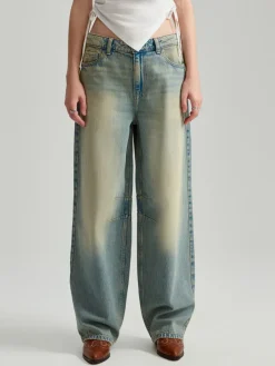 Jeansy baggy fit mid waist jasnoniebieskie