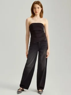 Jeansy baggy fit mid waist czarne