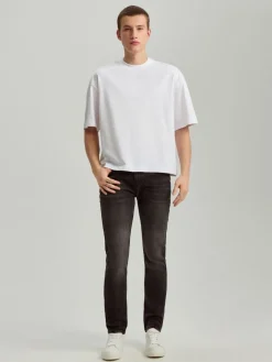 Jeansy slim fit grafitowe