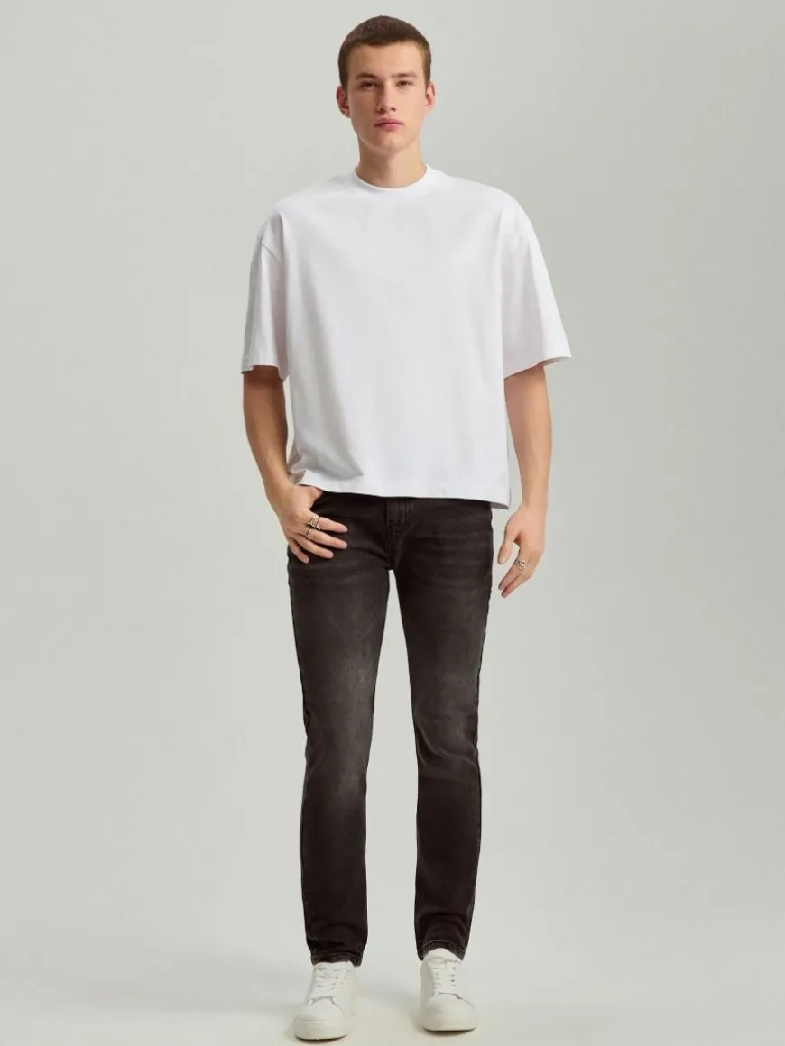 Jeansy slim fit grafitowe