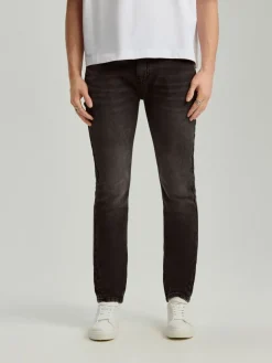 Jeansy slim fit grafitowe