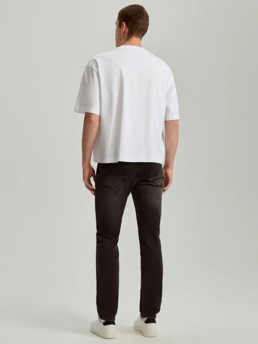 Jeansy slim fit grafitowe