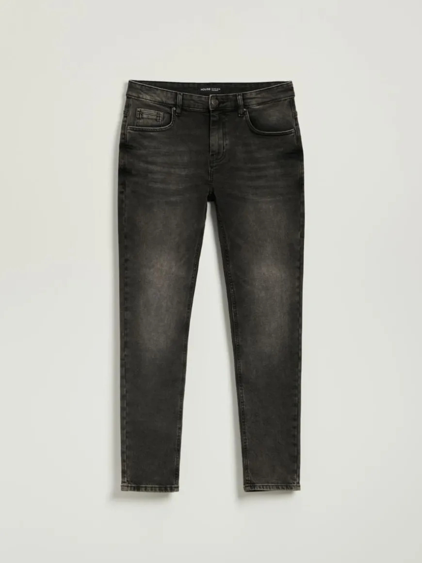 Jeansy slim fit grafitowe