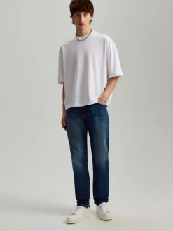 Jeansy slim fit granatowe